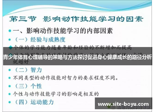 青少年体育心理辅导的策略与方法探讨促进身心健康成长的路径分析